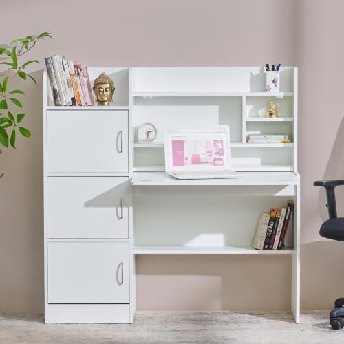 Image of Home Centre | Helios Alton Study Desk | Study Table for Home Office | Engineered Wood | White | 1 Year Warranty