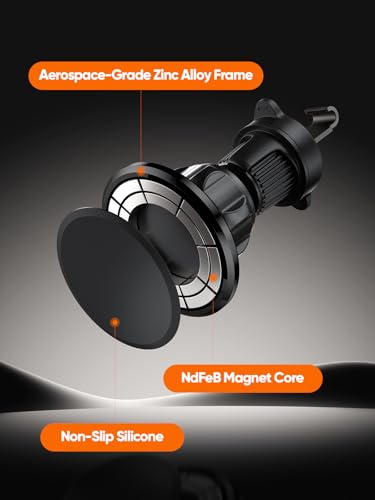 Image of CableCreation Magnetic Car Phone Holder Stand, AC Vent Mount with Strong Magnetic Grip, 360 Degree Rotation, Single Hand Use, Shockproof Build, Mobile Stand for Car