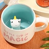 Arawat Einhorn Tasse Einhorn Geschenke für Frauen Mädchen Freundin Lustige 3D Tier Tasse mit Löffel & Untersetzer 350ml Witzige Spruch Tasse Süße Kaffee Becher Geburtstagsgeschenk für Freundin Frauen