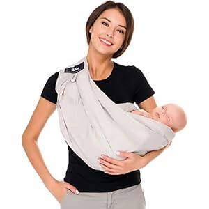 Baby Carrier by Cuby, Natural Cotton Baby Wraps Sling Baby Holder Extra Comfortable for Easy Wearing Carrying for Newborn, Soft and Adjustable Newborn and Toddler Carrier Slings (Light Gray)