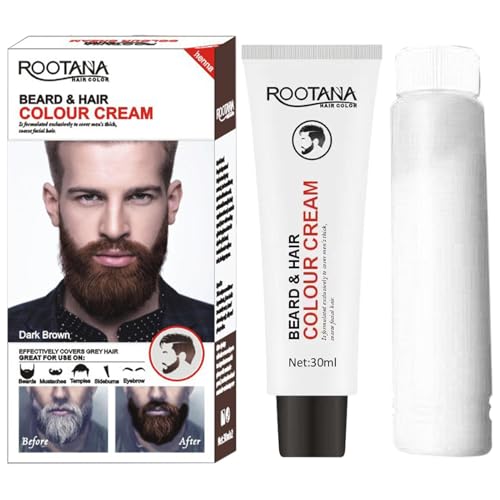 Mens Beard Dye - Natural Vegetable Pigment Ingredientss Long-Lasting Men's Darken Rougher Hair Dye Cream | Specially Formulated Styling Beard Coloring Shampoo for Easy Application