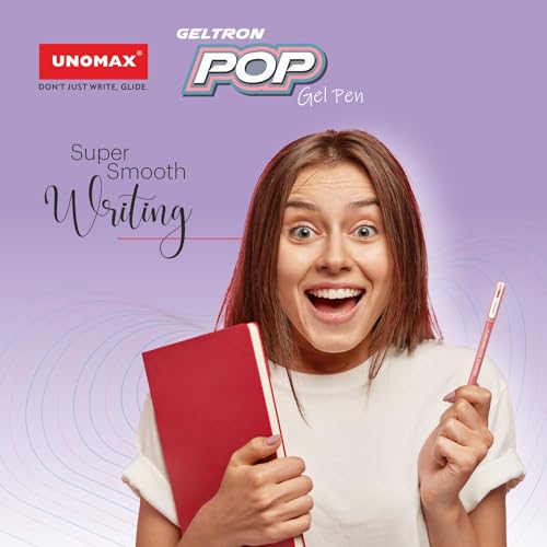 Image of UNOMAX Geltron Pop Gel Pen Red Pack of 20 | Elevate Your Writing Experience: Smooth Writing, Matt Finish Body, Super Smooth Writing, Waterproof Ink Technology,Exam-Friendly