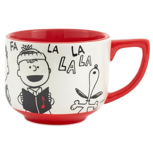 Hallmark Peanuts Black and Red Ceramic Mug, 25 oz (Christmas Carols) Gift for Kids, Fans, Collectors