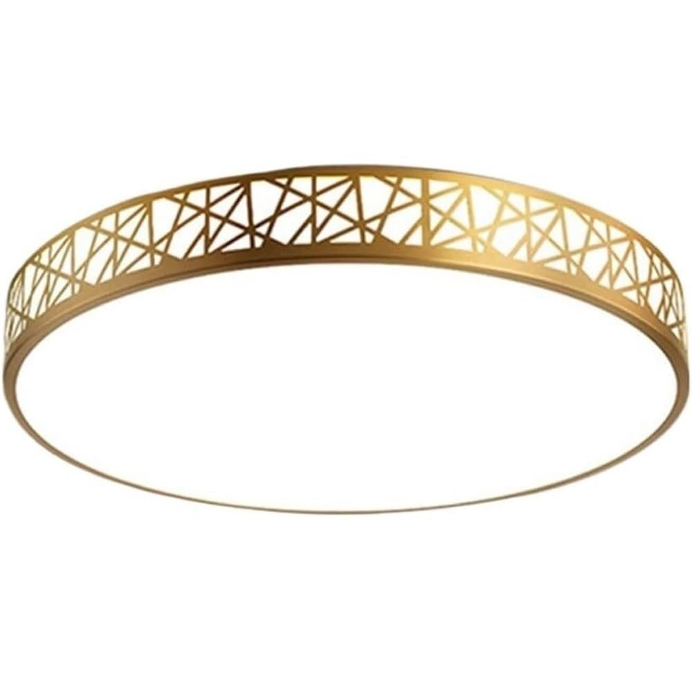 Plafonnier rond moderne en laiton à intensité variable pour salon