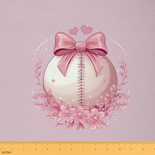 Tissu de baseball imperméable à motif nœud rose pour couture et canapé - 91x150 cm