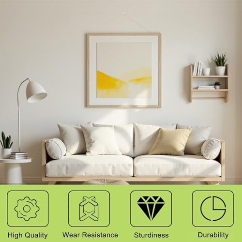 Image of Picture Hanging Kit - 10M Brass Hanging Wire, 30Pcs D Ring Picture Hangers with Screws and 30Pcs Aluminum Crimping Loop Sleeve for Wall Pictures Exhibition(Gold)