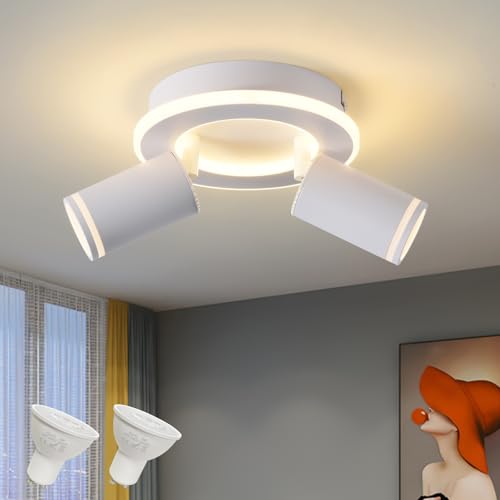 Spot de plafond Ronde Orientable plafonnier LED orientable 350° salon blanc 15W