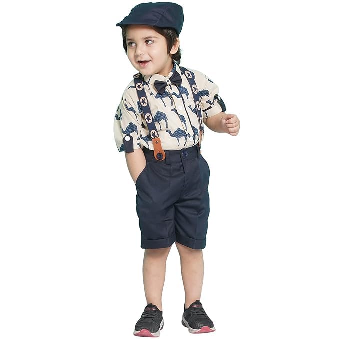 Image of AJ DEZINES Kids Casual Wear Clothing Cotton Shirt Short Set For Boys