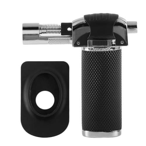 NiuLumea Butano recargable para soldadura con antorcha, soldadura fuerte y barbacoa – lanzallamas resistente al viento con ajustable para llama, bloqueo de seguridad, 1300 para máximo, negro