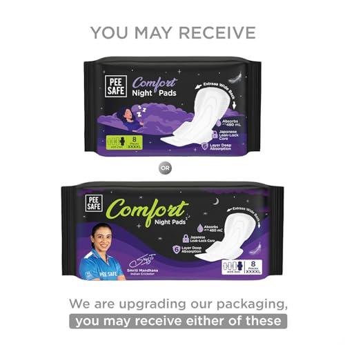 Image of Pee Safe Comfort All Night Pads | 8 Pads XXXXL (4 XL) - 405mm | Extra Wide Back with Dual Wings | 6 Layer Deep Absorption | Japanese Leak-Lock Technology | Overnight Leak Free Protection | Extra Long