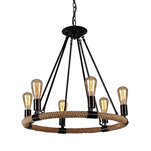 Lustre plafonnier nostalgique en fer forgé et corde de qualité supérieure
