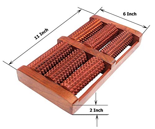 Vigeeyan Sheesham Wooden Foot Massager with Roller, Acupressure,Acupuncture and Stress Relief Massage Tool for Blood Circulation in Human Body (Color: Brown)