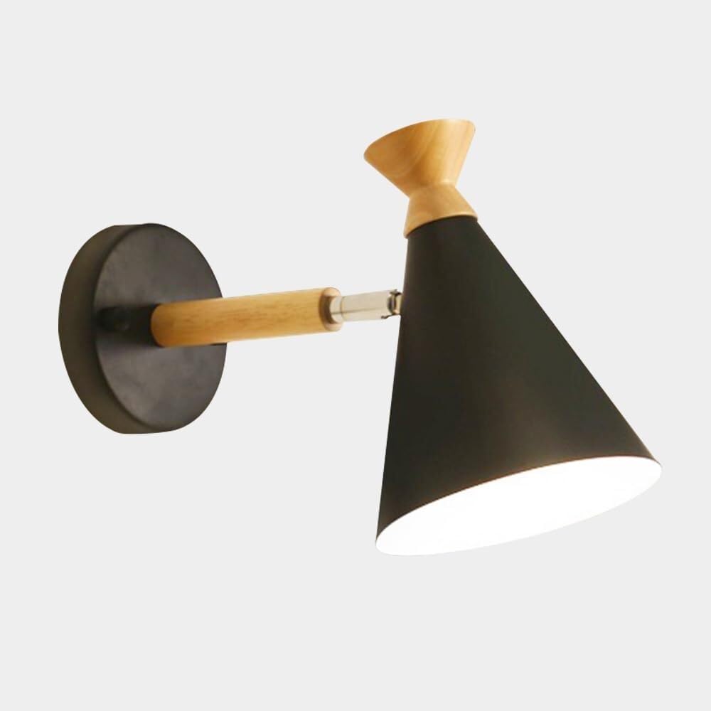 HXYSXHJUO Modern Macaron Metal Wall Lamp Oak Decoration Lighting Sconce 90° Adjustable Lantern for Bedroom Bedside Living Room Study Corridor Entryway Restaurant(Dark)