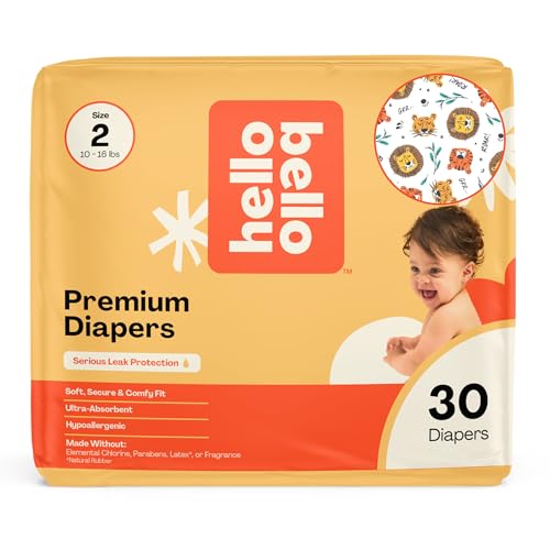 Image of Hello Bello Diapers, Size 2 (10-16 lbs) Wild Cats, 30 Count of Premium Disposable Baby Diapers, Hypoallergenic with Soft, Cloth-Like Feel
