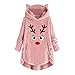 Toamen Faux Vello Giacca Donna Pelliccia Cappotto con Cappuccio Inverno Caldo Teddy Orso Outwear Natale Accostare Sciolto Pulsante Cappotto più Taglia(Rosa,5XL)