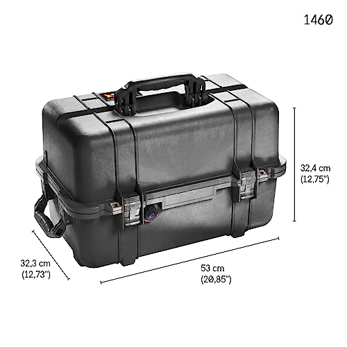 PELI 1460 Maleta de transporte rígida estanca para equipos de foto y vídeo, IP67 estanca e impermeable al polvo, 33L de capacidad, fabricada en EE.UU., con espuma personalizable, color negro - imagen 6