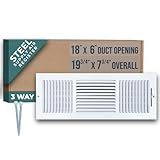 Fits 18x6 Duct Opening 3 Way Steel Air Supply Diffuser by Handua | Register Vent Cover Grille for Sidewall and Ceiling | White | Outer Dimensions: 19.75' X 7.75'