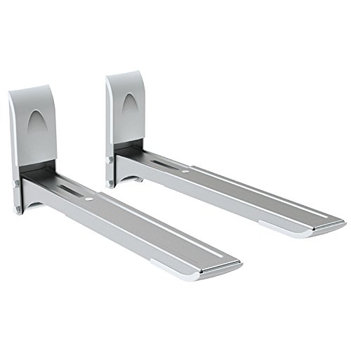 Maclean MC-607 Mikrowellenhalter Mikrowellenhalterung Griff Mikrowelle (bis 35 kg, ausziehbar, inkl. komplettem Montagematerial) Silber