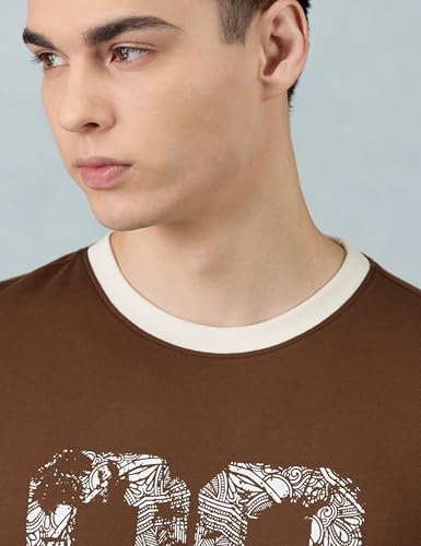 Image of Amazon Brand - Symbol Men Regular Fit Ringer T-Shirt | Half Sleeves | Graphic Printed | Available in Plus Size