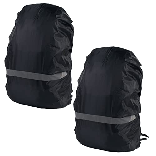 KOMBIUDA 2pcs Reflective Rainproof Backpack XL Night Knapsack Protector Elastic Edging for Bags for Hiking Camping and Outdoor Activities