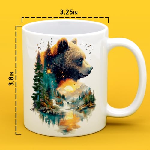 Vaso de Café Cerámico con Diseño de Oso y Naturaleza 11 oz miniatura 4