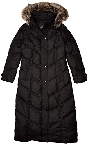 LONDON FOG Women's Down Coat with Diamond Quilt, Black, X-Small