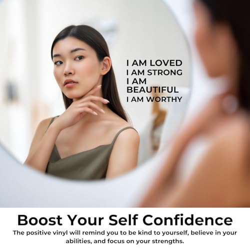 Image of 4pcs Self-Affirmation Mirror Decal Set, I AM Loved, Strong, Beautiful, Worthy, Positive Meditation Vinyl Stickers, Motivational Wall & Mirror Stickers, Inspiring Bathroom Decor