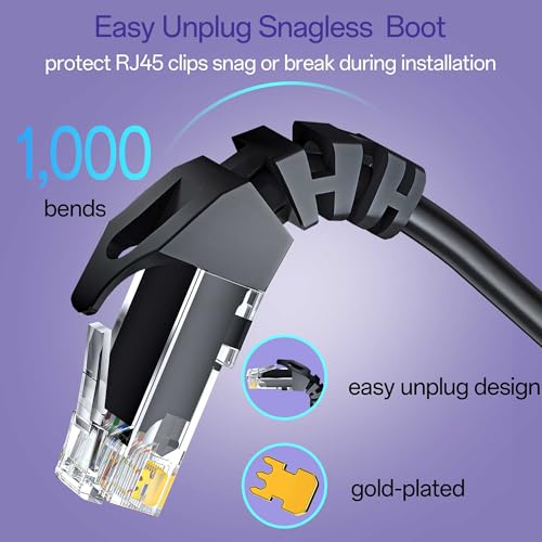 Cat 6 Ethernet Cable 3FT 10Pack, Cat6 Ethernet Patch Cable 10Gbps, High-Speed UTP Cat6 Network Cable Pure Copper, Cat 6 Cable for Home and Office Network, Black - Image 5