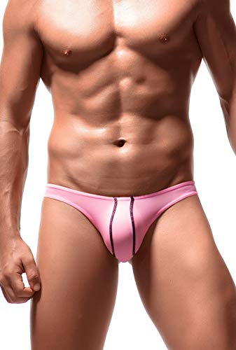 Newsywell Herren Eisseide Tanga Micro Bikinis Bulge Pouch Low Rise Unterhosen Männer Soft Briefs Unterwäsche Pink XX-Large