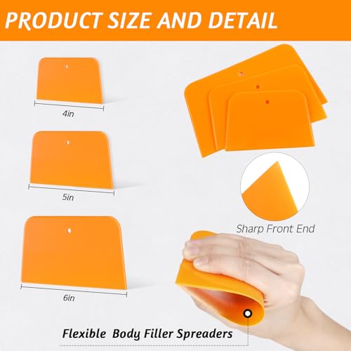 Image of Frienda 6 Pcs Body Filler Spreaders Plastic Tools for Automotive Applying Putties Glazes Caulks and Paint (3 Sizes)