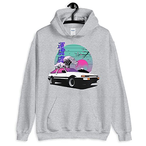 AE86 Trueno Vaporwave 80s 90s Aesthetic JDM Tuning Car Drift Racing Unisex Hoodie4