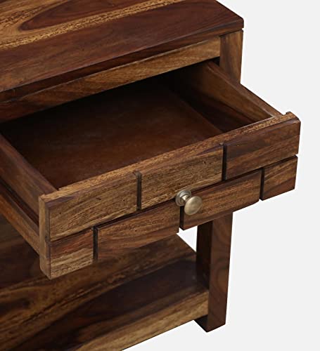 Image of Chad Solid Wood END Table for Living Room | Premium Square Side Table for Home & Kitchen| Provincial Teak Finish, Pure SHEESHAM Wood |