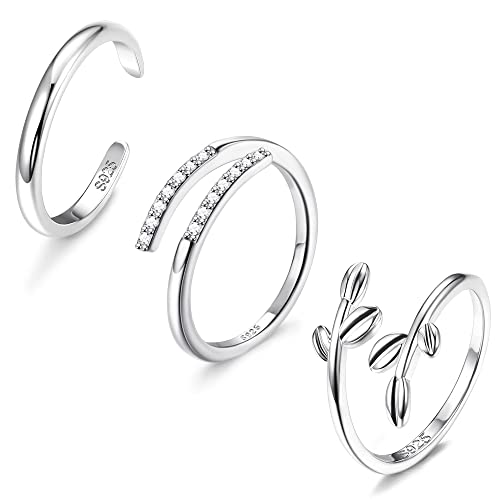 Chriscoco 925 Sterling Silber Zehenringe Set Damen Offene Verstellbare Zehenringe Sommer Strand Fußschmuck Zehenringe Schwanz Fingerringe Set für Frauen Mädchen Cover