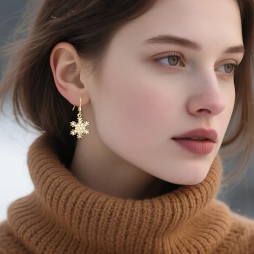Boucles d'oreilles pendantes argent 925 flocon de neige en oxyde de zirconium haut de gamme - 2