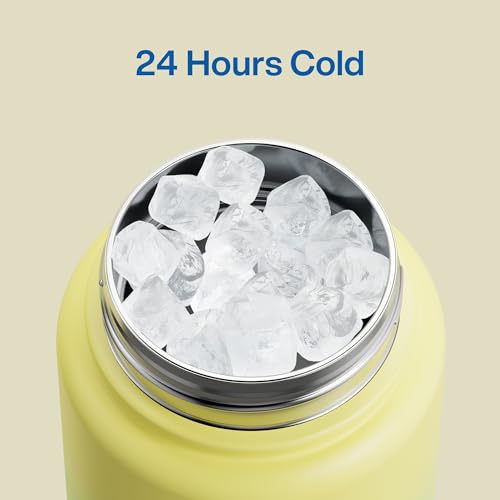 Image of ENCOOL Insulated Water Bottle with Straw Stainless Steel Water Bottle, Leak-Proof, BPA-Free, Double Wall Vacuum Keeps Cold for 24 Hours for Sports, Travel, School (32 oz, Soft Lagoon)