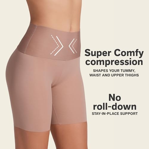 Image of Leonisa Stay-in-Place Seamless Shorts for Women - High Waisted Shapewear Tummy Control