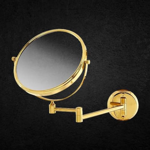 Image of CIPLA PLAST Shaving Mirror for Bathroom | Round Makeup Mirror | Black Mirror | 360 Degree Rotation | Round Brass and Stainless Steel Body | Wall Bracket Mirror with Adjustable Frame (Bronze)