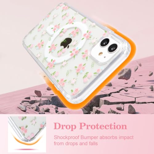 Coque iPhone 11 MagSafe antichoc et transparente au motif floral