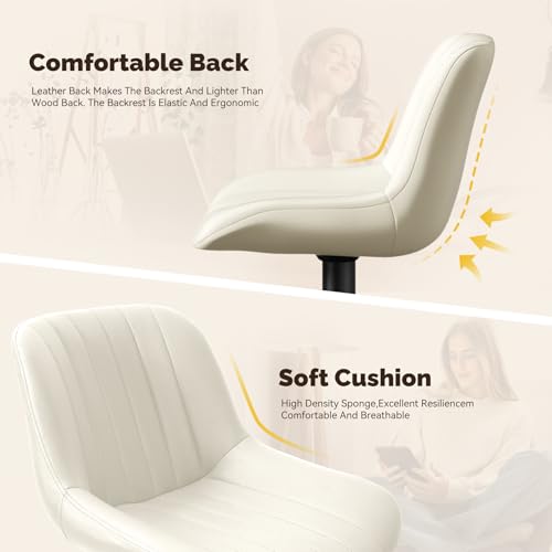 Image of Nalupatio Bar Stools Set of 2, Adjustable Modern Swivel Bar Stools with Backs, Counter Height Performance Fabric Island Chairs for Home Kitchen, Off-White