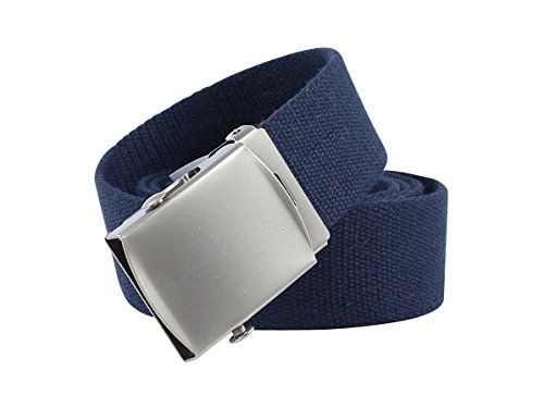 YEHMAN Unisex Gürtel Canvas Belt militärisches Design, mit Metall Gürtelschnalle Taktischer Gurtel Outdoor Sportarten Stufenlos Verstellbarer Länge 120 cm Breite 3.5 cm - Marineblau