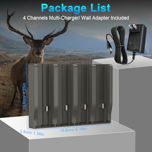 Image of Artman 4 Port Reveal Lithium Cartridge Charger for Reveal Battery Pack, 4-Slot Fast Charging Dock for Ultra, Pro 3.0, X, X Pro, X Gen 2.0, X Gen 3.0, XB, SK Trail Camera, Includes 12V /5A Wall Charger