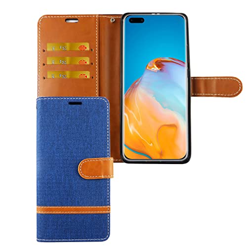 Étui Huawei P40 Pro bleu protection clapet portefeuille avec rangement carte