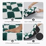 Small Dog Bed for Crate 24x18 Washable,for Puppy with Anti-Slip Bottom,Comfy Jacquard Shaggy Plush Kennel Pad for Small Dog Breeds Pet Sleeping Mat,Green Checks