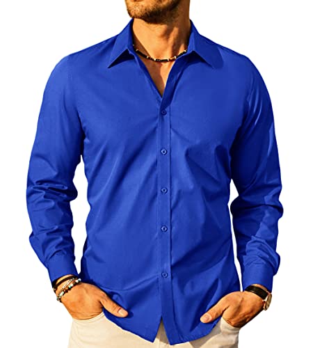 cobalt blue mens dress shirt PJ PAUL JONES Men's Royal Shirts Slim Fit Long Sleeve Button Down Designer Shirts (Royal Blue,XL) : Clothing, Shoes & Jewelry Discover Plus Black Tie It’s made of the Tamanhos:M Made in USA