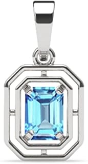 clara Pure 925 Sterling Silver Blue Solitaire Men Pendant Necklace | With or Without Chain | Gift for Men & Boys |Platinum Plated, Swiss Zircon-picture-30