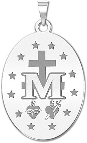 Miniatura 4 de PicturesOnGold.com Colgante ovalado con medalla milagrosa, 12 pulgada x 23 pulgadas, plata de ley, Plata esterlina