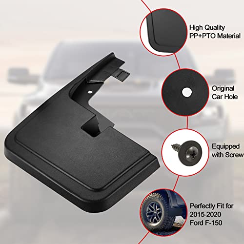 Image of BDFHYK Mud Flaps Splash Guards 4PCS Front & Rear Side Mud Guards Compatible with Ford F-150 2015-2020 Without OEM Fender Flares
