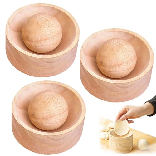 Wood Dumpling Maker, Dumpling Wrapper Maker, Manual Dough Press, Made of Solid Wood, It Is Not Prone to Cracking for Making Dumplings Wrappers, Buns in a Home Kitchen (3pcs)