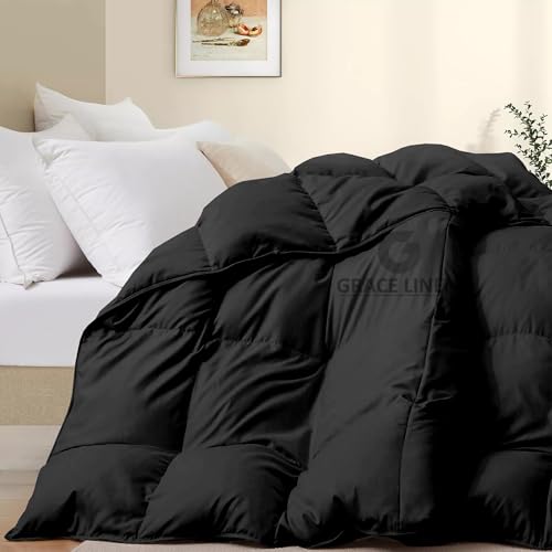 Image of 500 GSM Winter Blanket /Comforter Single Size (60 inchX90 inch) - Unique Design Heavy Winter Quilted Comforter 500 GSM Microfiber Fill -Rajai Single Size - Black Color