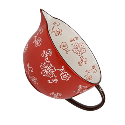 MAGICLULU 1 Pc Tazón De Huevo Tazones Para Mezclar Con Tapas Tazón De Sopa Grande Mini Jarra De Crema Bochas Bol Tazones Para La Cocina Cuenco Con Asa Tazón Para Mezclar Cerámica Rojo